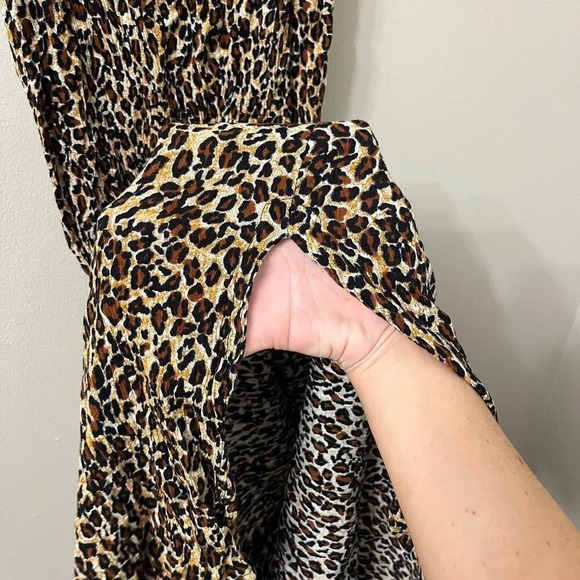 Los Mayas Womens Slinky Leopard Slip Dress S/M Maxi Sleeveless Animal Cotton - Picture 6 of 7